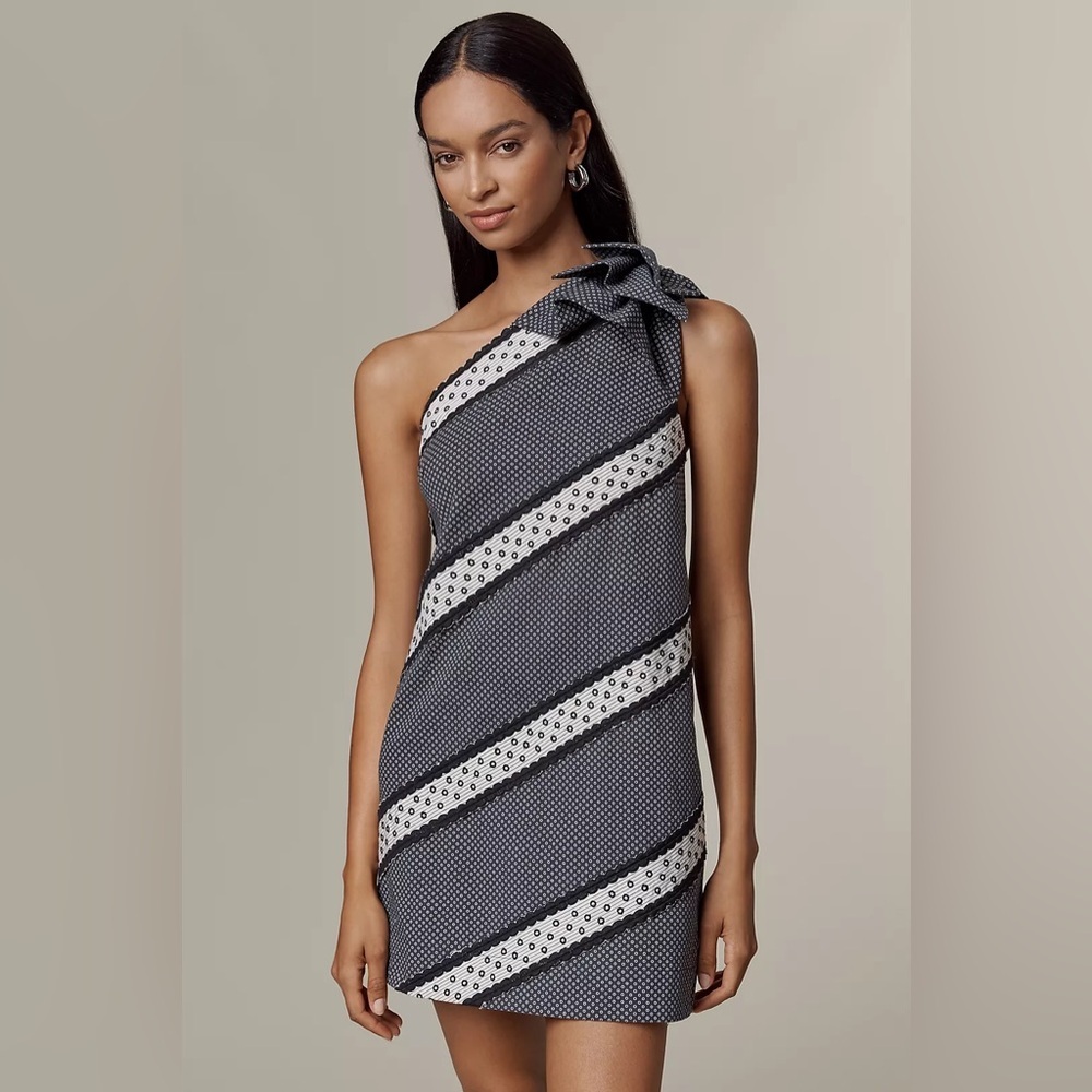 NWT! Anthropologie Maeve One-Shoulder Embellished Mini Dress - Size XL 🎨